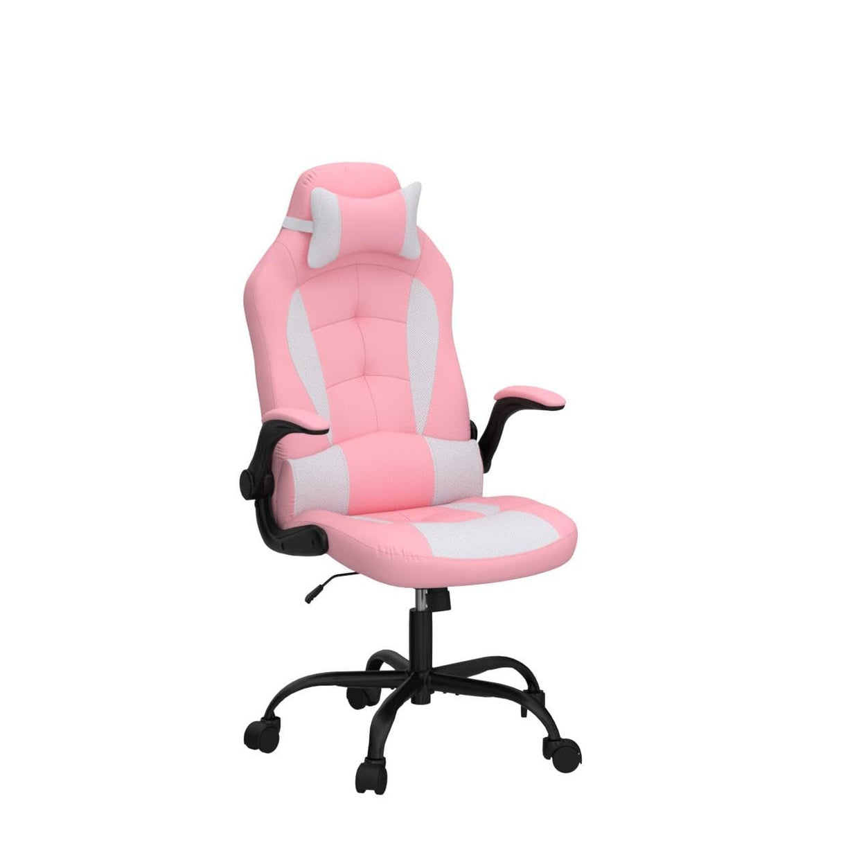Meet perfect Pink Gaming Chair for Adults, Ergonomic Computer Chair w/Flip Up Armrest and Lumbar Support Adjustable Office Gamer Chair with 360° Swivel Seat and Headrest, 250lb Capacity Meet perfect