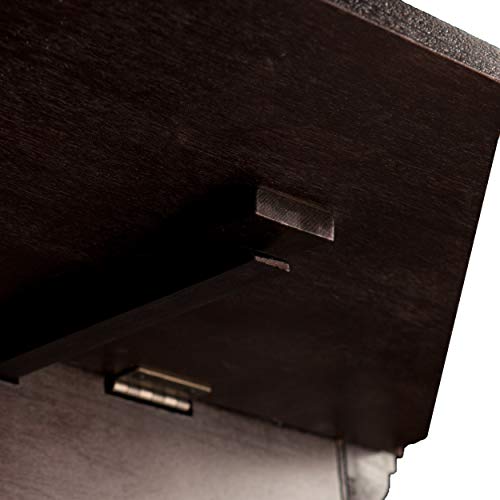 SEI Furniture Grantham Faux Stone Corner Electric Fireplace with Hidden Media Shelf, New Ebony SEI Furniture