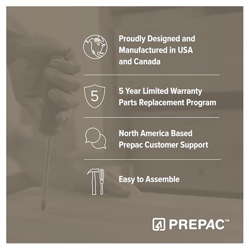 Prepac Dresser for Bedroom, Chest 5 Drawers, 18.5" D x 27.5" W x 43.5" H, Rustic Brown Prepac