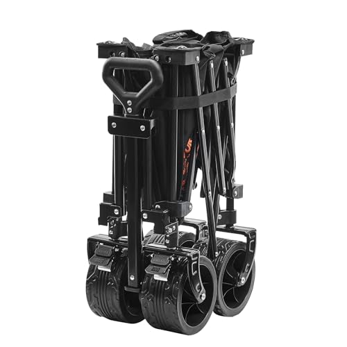 VEVOR 220L/350lbs Collapsible Folding Wagon, Heavy Duty Beach Wagon Cart Foldable with Big Wheels, Outdoor Utility Wagon All Terrain Wagon for Groceries Camping VEVOR