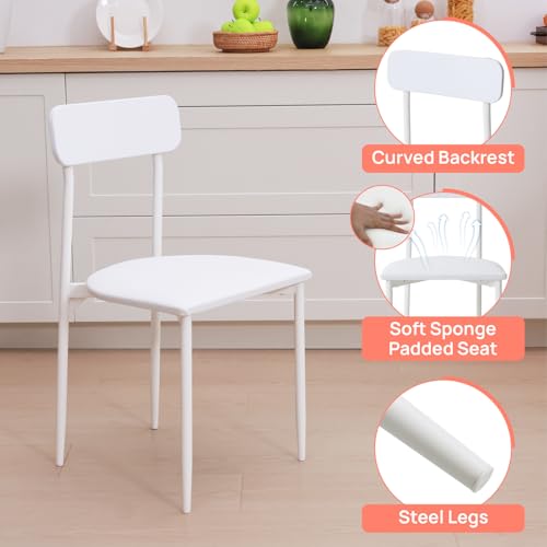 walsport Round Dining Table Set for 2, Wood Tabletop with Strong Metal Frame, Modern Dinette with Chairs for Kitchen,White walsport