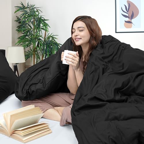 Utopia Bedding Duvet Cover Twin Size - 2 Piece with Zipper Closure - 1 Comforter Cover 68X90 Inches & 1 Pillow Sham 20X26 Inches (Black) Comforter Not Included Utopia Bedding