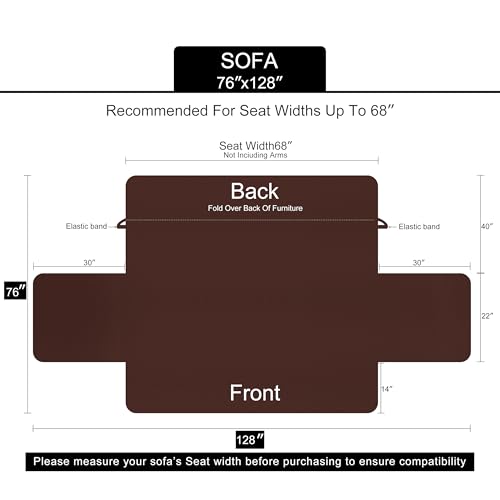 U-NICE HOME Reversible Sofa Cover Washable Couch Cover for Dogs Friendly with Elastic Straps Water Repellent Furniture Protector for 3 Cushion Couch (Sofa, Coffee/Beige) U-NICE HOME