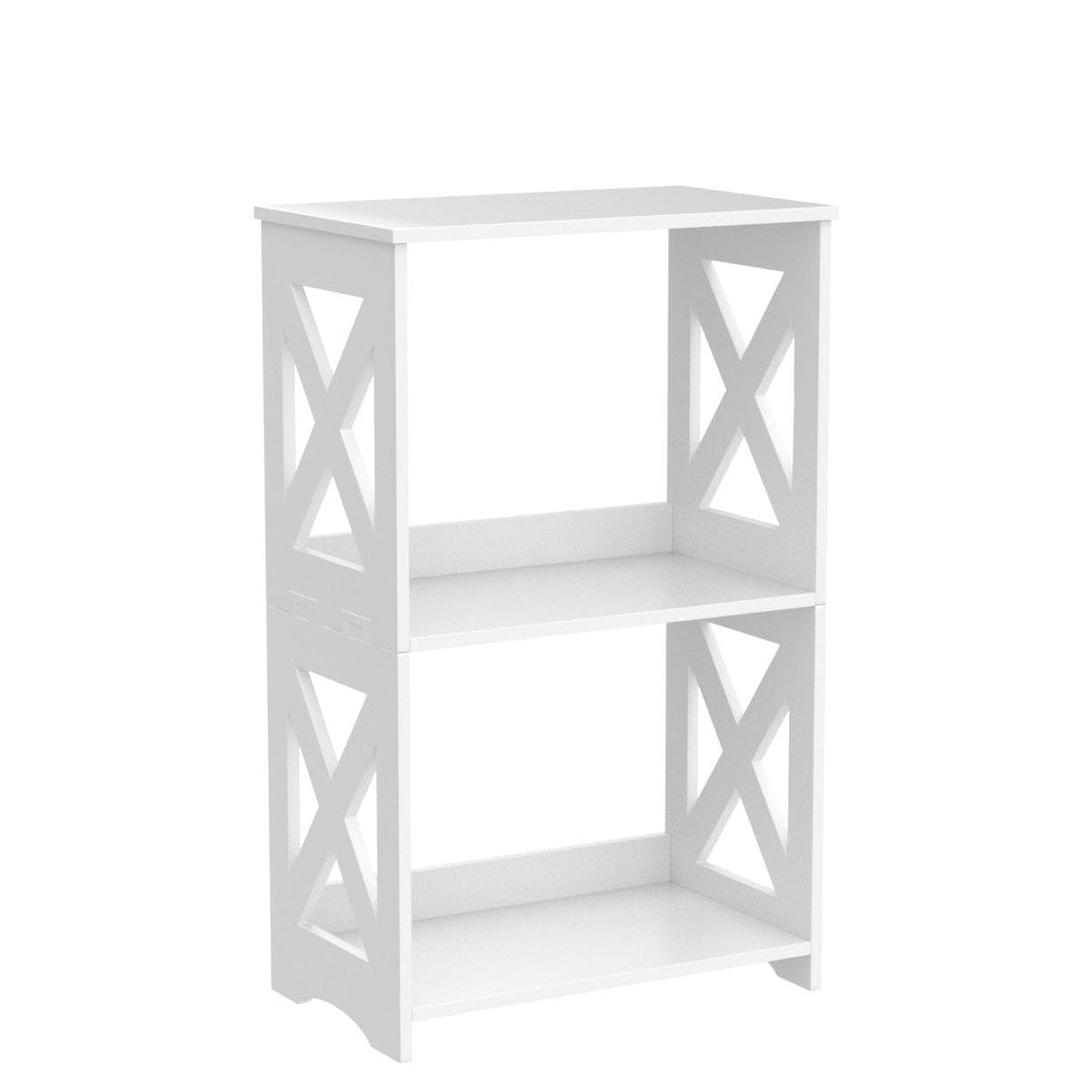 BYFU 3-Tier Side Table Set of 2, Narrow End Table with Storage Shelf, White Nightstand Bedside Table Small Bookshelf Bookcase Display Rack for Bedroom Bathroom Living Room Office BYFU