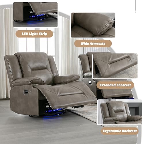 ERYE Home Theater and Living Room Recliner Sofa Couch for 3, Manual Reclining Sofa&Couch with LED Light Strip, 2 Cup Holders and DropDown Table for Home,Apartment,House ERYE