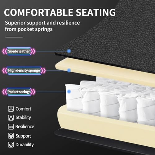 Gaming Chairs for Adults Tall and Kids,Lumbar Support,LED Lights,High Back Reclining Computer Chair with Headrest (Black+White) OHFILA