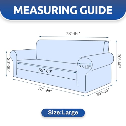 KEKUOU Stretch Sofa Cover Slipcover ,Couch Covers for 3 Cushion Couch Sofa pet Friendly (78"-94") Furniture Protector Sofa with Elastic Bottom for Kids,Dog, Jacquard Small Checked(Large,Black) KEKUOU