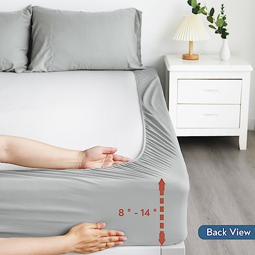 Magik & Kover Twin Mattress Protector Waterproof Cover 2 Pack, Waterproof Bed Twin Fitted Sheet Only, Machine Washable Deep Pocket Single Size Mattress Cover for Kids with Elastic Rubber Band, Grey Magik & Kover