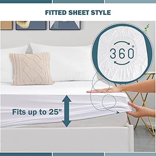 2 Pack King Waterproof Mattress Protector Deep Pocket Mattress Cover, Soft Breathable Mattress Pad, Fitted Noiseless Waterproof Bed Cover Stretch to 25" UNILIBRA