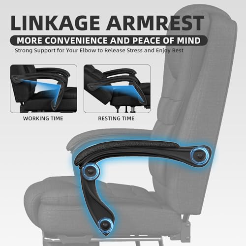 Office Chair, Big and Tall Fabric Gaming Chair with Footrest, Executive Comfortable Computer Desk Chairs, 360° Swivel Base & Height Adjustable Executive Chairs for Adults, Gamer Chair & Silla Gamer SITMOD