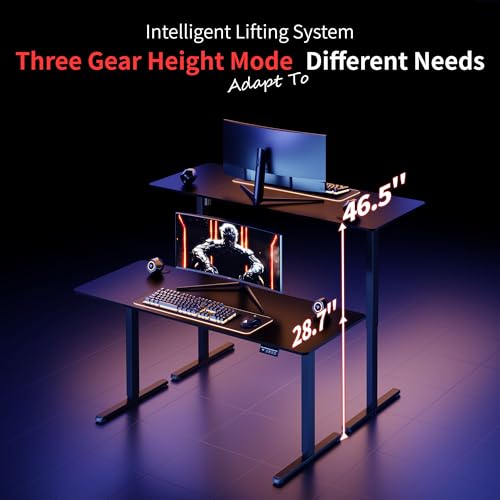 Shintenchi Standing Desk, 63x24 Inch Height Adjustable Electric Sit Stand up Desk, Ergonomic Rising Computer Table, Modern Lift Gaming Desk Workstation for Home Office, White Shintenchi