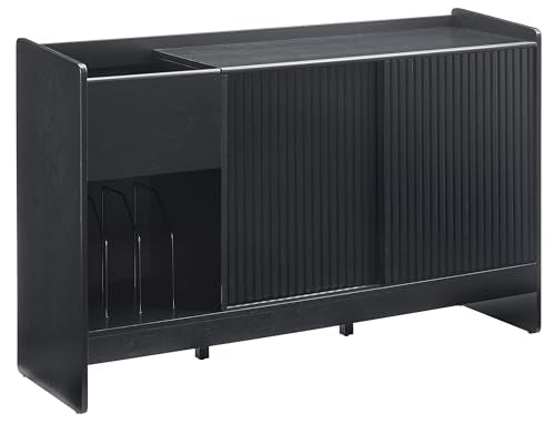 Crosley Furniture Arden Mid Century Record Storage Console Turntable Stand, Vinyl Storage Up to 315 Records, Black Crosley Furniture