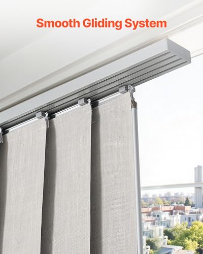 VEVOR Panel Track Blinds, Extendable Track from 45.8 in to 86 in W, Trimmable Panel Curtains Up to 96 in H, Vertical Blackout Panel Blinds for Sliding Doors, Patio Doors, Room Divider, Light Gray VEVOR