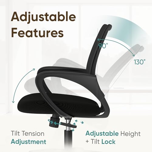 ETONEX Office Chair with Ergonomic Mid Back Cushion Lumbar Support Adjustable Swivel Rolling Computer Gaming Desk Chair Comfy Mesh Seat Wheels Home Executive Use (1, All Black) ETONEX