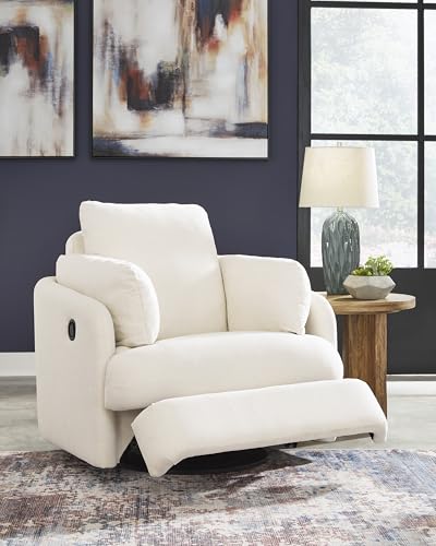Signature Design by Ashley Modmax Coastal Press-Back Swivel Glider Rocker Recliner with Machine Washable Cover, Hidden Storage Compartments and 2 Bolster Pillows, Beige Signature Design by Ashley