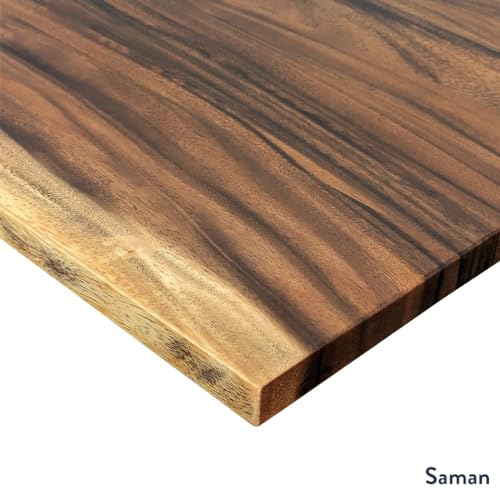 Desky Dual Hardwood Sit Stand Desk - 80x30 Electric Standing Desk - Dual Motor, 3 Stage Adjustable Height Desk - Solid Wood Standing Desk - Whole-Piece Top in Saman Wood Desky