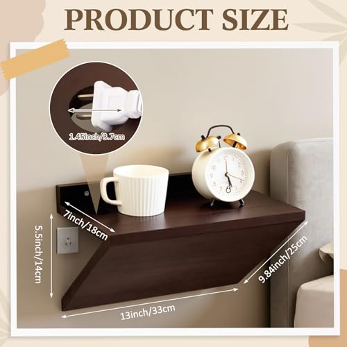 Fiwochic 2 Pack 13 x 7 x 5.5 Inch Floating Nightstand Wooden Bedside V Shape Wall Shelf Wall Mounted Hanging Floating Side Tables Bedroom for Bedroom, Living Room, Bathroom, Kitchen, Office Fiwochic