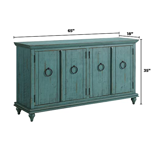 Martin Svensson Home Garden District Rustic Turquoise Solid Wood 65" TV Stand Martin Svensson Home