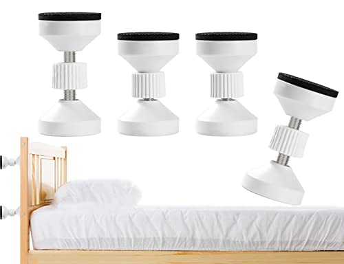 cosbur 4 Pack Adjustable Threaded Headboard Stoppers, Bed Frame Anti-Shake Tools, Headboard Bumper, Bedside Headboards Prevent Loosening Anti-Shake Fixer, Bed Accessories(1.8-2.5in)(White) cosbur