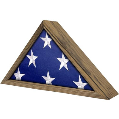 ASmileIndeep Flag Display Case for 5' x 9.5' Burial Flag, Solid Wood Burial Flag Shadow Box with HD Tempered Glass and Wall Mount,Flag Case for