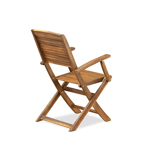 East West Furniture Diboll 7 Piece Patio Dining Set Includes an Oval Outdoor Acacia Wood Table and 6 Folding Arm Chairs, 36x60 Inch, Natural Oil East West Furniture