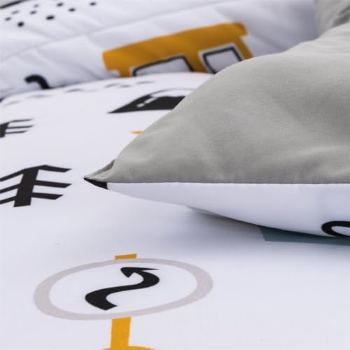 NTBED 5 Pieces Construction Truck Twin Comforter Set for Boys Kids Forest Vehicles Excavator Lightweight Microfiber Bedding Sets NTBED
