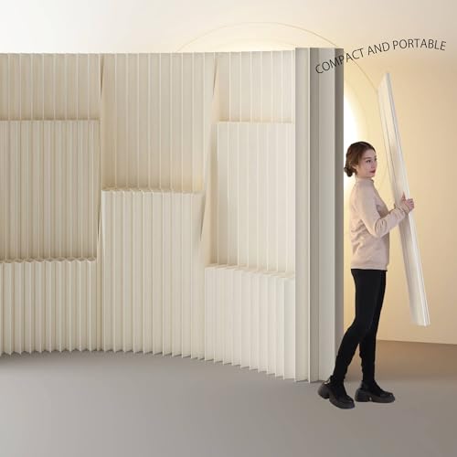 Paper Bookshelf Room Divider Portable Room Dividers and Folding Privacy Screens Displays for Room Separation for Room Separation Dorm Office Studio Exhibition Store 5.91ft H * 13.13ft L * 1.41ft W YTMPGM