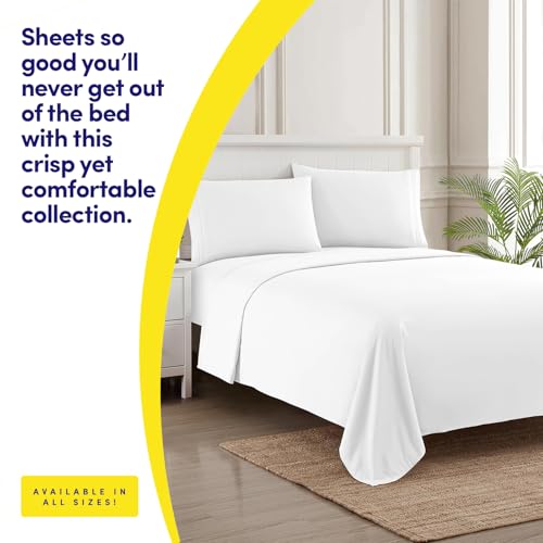 1500 Supreme Collection Queen Sheet Sets White - Luxury Hotel Bed Sheets and Pillowcase Set for Queen Mattress - Extra Soft, Elastic Corner Straps, Deep Pocket Sheets, Queen White Sweet Home Collection