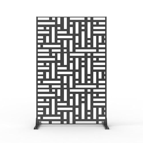 Metal Privacy Screen Room Divider, 72" h x 47" w Freestanding Decorative Panel, Rustproof Steel Indoor Outdoor Privacy Fence for Patio, Balcony, Garden, Living Room, Office & Sunroom GAOMON