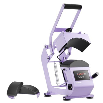Hat Press Heat Machine for Caps with Precise Temp&Timer Control, Timer Auto Starter, Hat Heat Press with 2 Platens for Trucker Hat & HTV Iron on Vinyl, Sublimation Hat Press, Heat Transfer (Purple)