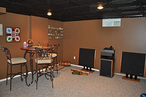 Ceilume 12 pc Stratford Ultra-Thin Feather-Light 2x4 Lay in Ceiling Tiles - for Use in 1" T-Bar Ceiling Grid - Drop Ceiling Tiles (12 Tiles, Black) Ceilume