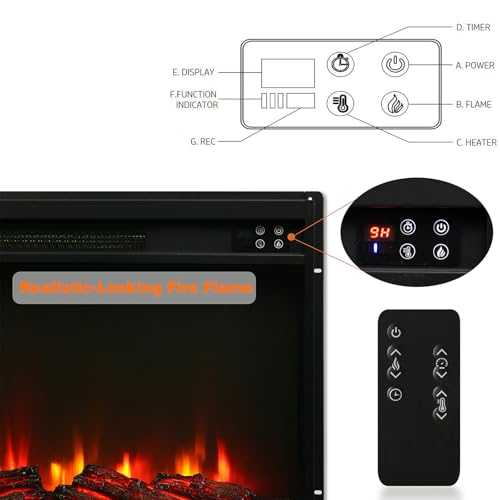 FESTIVITY 45 Inch Freestanding Mantel with 23" Electric Fireplace Insert for Living Room & Bedroom, Realistic Log and Flame Effect, Remote Control, Timer (Brown) FESTIVITY