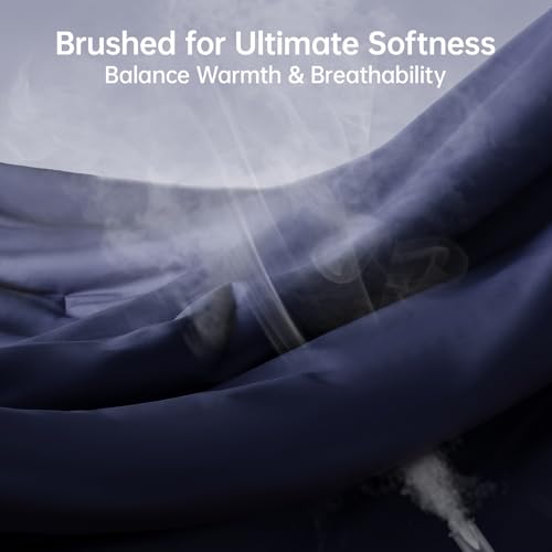 MUXHOMO Queen Comforter Set, All Season Ultra Soft Down Alternative Bedding - 3 Piece Lightweight Bed Set Includes 1 Comforter (90"x90") and 2 Pillow Shams (20"x26"), Navy Blue MUXHOMO