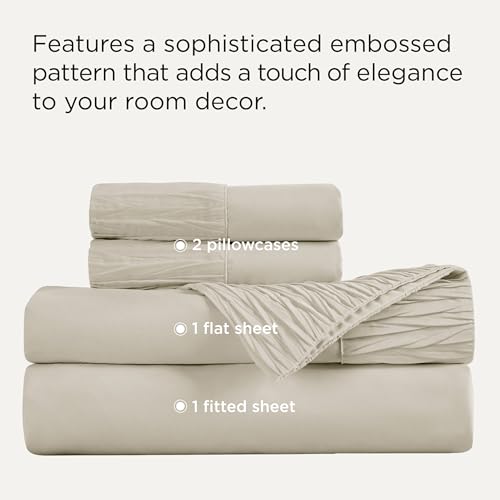 Bedsure Queen Sheet Set - 4 Pieces Soft Queen Size Sheets - Breathable & Cooling - Hotel Luxury - Easy Care Polyester Microfiber Bedding for Women, Men, Linen Bedsure