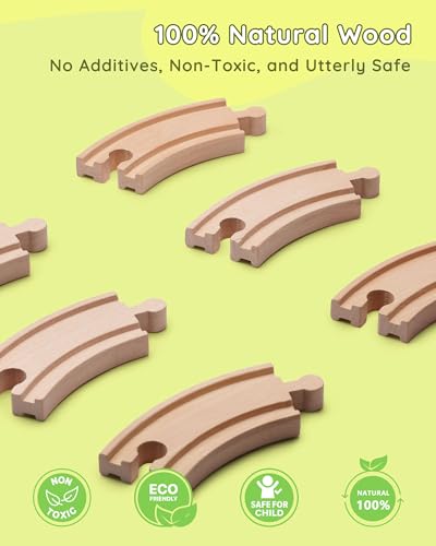 SainSmart Jr. Wooden Train Set for Toddler, 41pcs Wood Train Track w/Crane Fits Brio, Thomas, Melissa and Doug, Kids Wood Toy Train for Kids Ages 3+ SainSmart Jr.