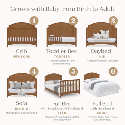 Delta Children Perry 6-in-1 Convertible Crib - Greenguard Gold Certified, Chestnut