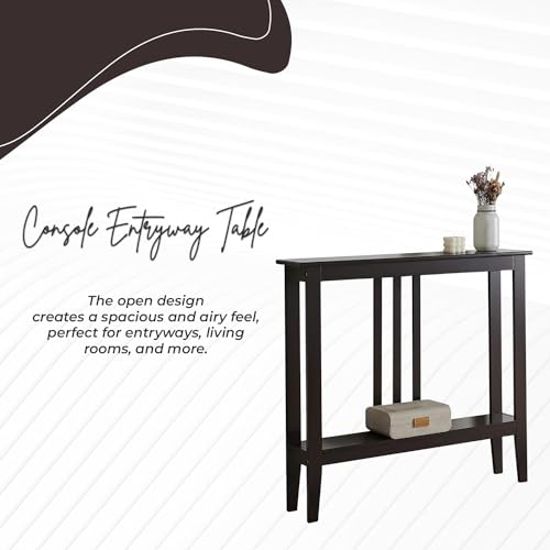 Kings Brand Furniture Narrow Console Table with Storage – Rectangular Entryway & Behind Sofa Table, Wood Accent Hallway Table for Foyer or Living Room, Espresso Kings Brand Furniture