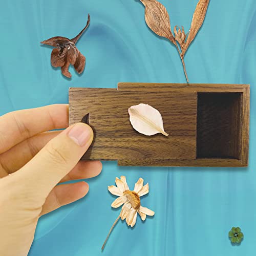 TATMOHIK Small Wood Gift Box with Sliding Lid, Sliding Top Tiny Wooden Keepsake Box USB Box for Family/Friends/Photographer/Client(Walnut TATMOHIK