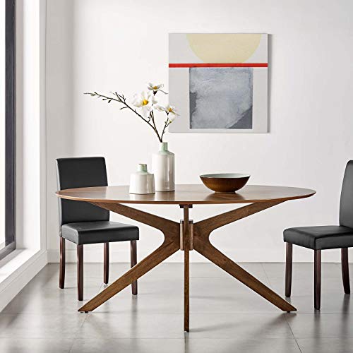 Modway Crossroads 63" Oval Wood Dining Table, Walnut Modway