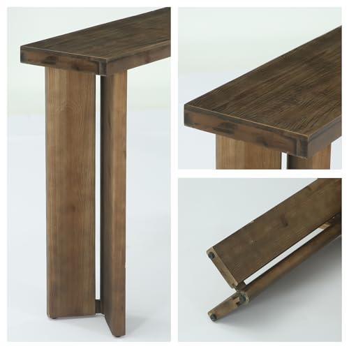 TRIBEWOOD Solid Wood Console Table, 70.9-Inch Extra Long Sofa Table Behind The Couch, Farmhouse Wooden Entryway Furniture with Sturdy Legs, for Living Room, Hallway, Foyer, Rustic Brown TRIBEWOOD
