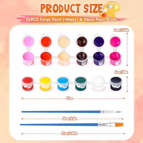 héBei 20 Pack 280 Pcs Mini Acrylic Paint Set with Brushes for Kids Adults Craft Paint, 12 Colors Washable Acrylic Paint Strips for Home Classroom Birthday Party DIY Favors héBei