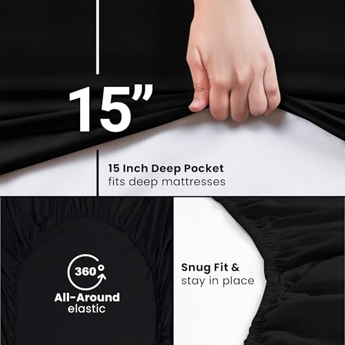 Utopia Bedding Full Fitted Sheet - Bottom Sheet - Deep Pocket - Soft Microfiber - Shrinkage and Fade Resistant - Easy Care -1 Fitted Sheet Only (Black) Utopia Bedding