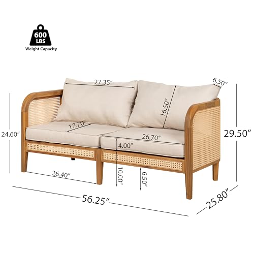 Christopher Knight Home Tilden 3-Piece Patio Furniture Set, 4-Seater Acacia Wood Outdoor Patio Sectional Furniture Set, Garden Wicker Loveseat and Accent Chair Set with Removable Cushions, Teak+Beige Christopher Knight Home