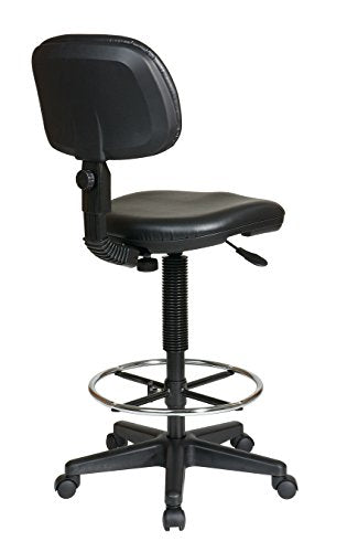 Office Star DC Series Adjustable Drafting Chair with Foot Ring and Sculptured Foam Seat, Black Vinyl Office Star Products