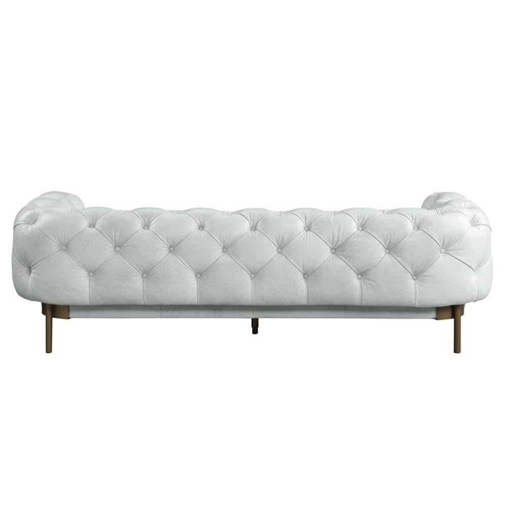 Acme Ragle Sofa in Vintage White Top Grain Leather Acme