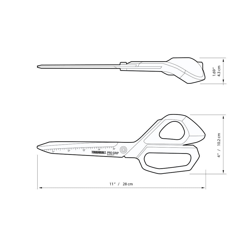 ToughBuilt - Pro Grip Jobsite Scissors - 5 in Titanium Coated Stainless Steel Blades - (TB-H4-70-11) ToughBuilt