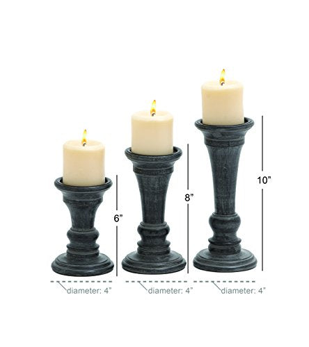 Deco 79 Candle Holder, S/3 10", 8", 6"H, Black Deco 79