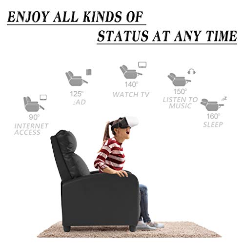 BestMassage | Recliner Chair | with 2 Point Massage Function | Black | with Lumbar Support, Adjustable Push Back, Wide Armrests, Footrest & Padded Seat | Easy Assembly | for Living Room, Home Theatre BestMassage