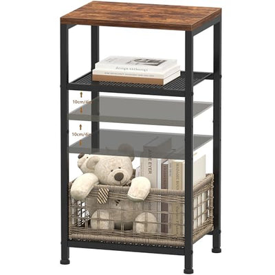 Heybly Small Side Table, 29.1" Tall End Table with Adjustable Shelf, Telephone Table, Nightstand, Accent Table Stand, Small Entryway Table, Bedroom,Living Room, Office,Bathroom, Rustic Brown,HET003SR1