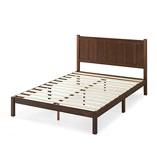 Zinus Adrian King Size Rustic Wood Platform Bed with Headboard – No Box Spring Needed Zinus